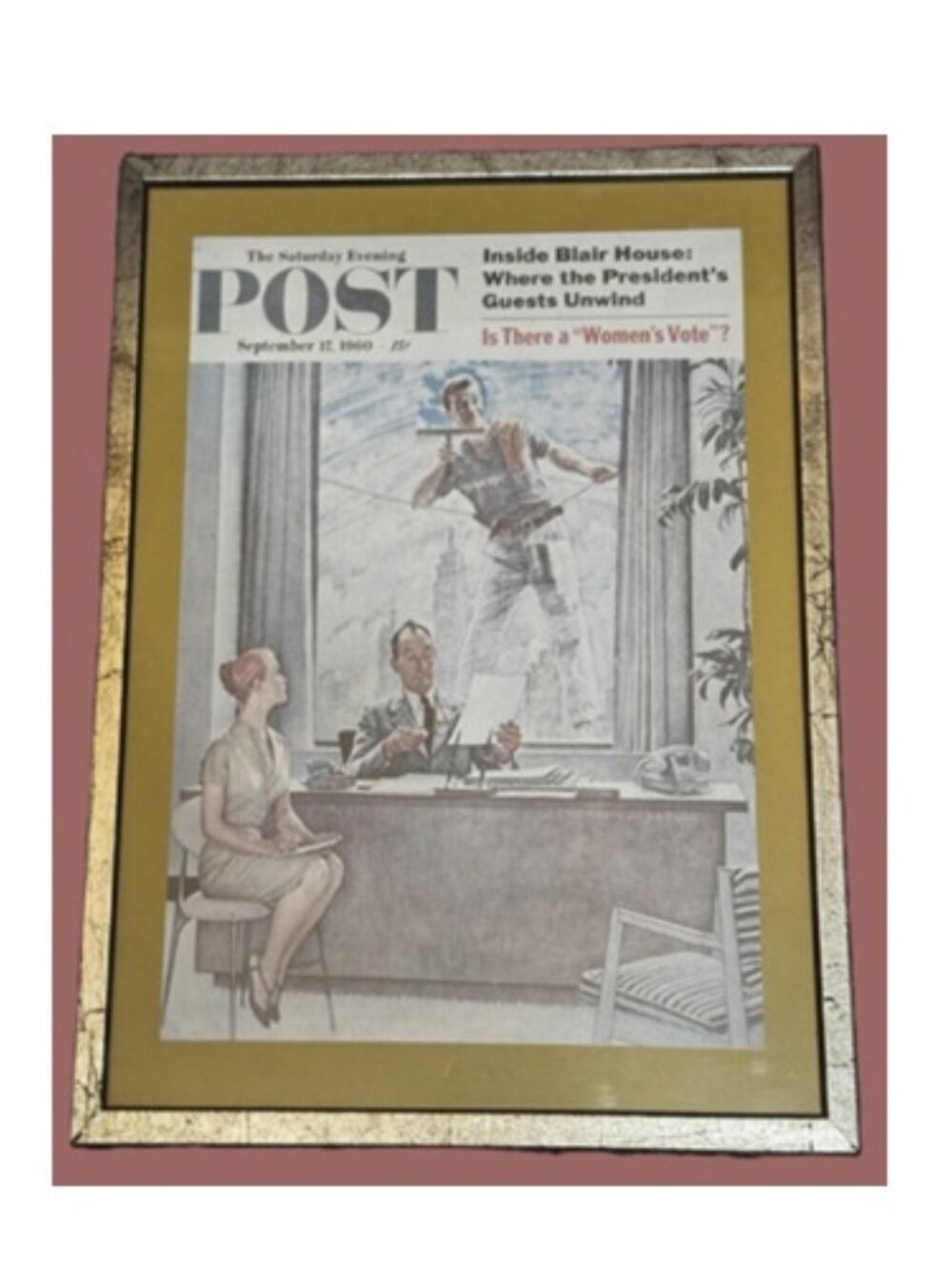 The Saturday Evening Post 1960 x Norman Rockwell "Window Washer" Framed Print